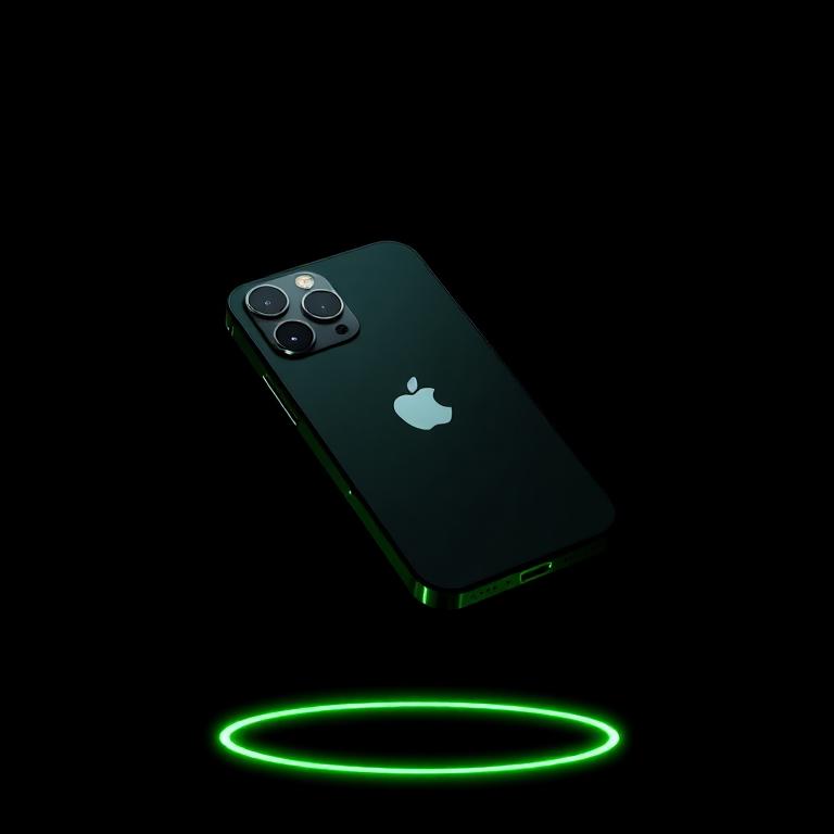 iPhone 18 Pro Max com brilho neon verde